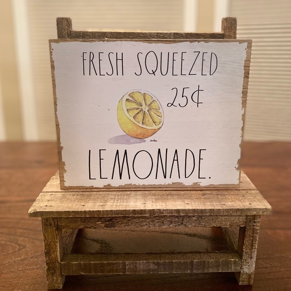 Rae Dunn 25 Cent Lemonade Wood Sign For Tabletops, Shelf or Wall, Lemon Sign - Picture 1 of 16